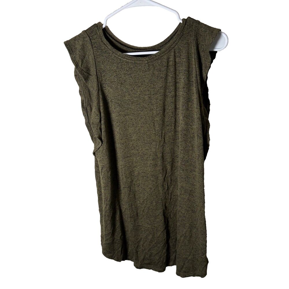 Old Navy T-Shirt Women's Large Green Luxe Heather Ruffle Casual Shirt Top